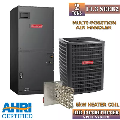 Goodman 2 Ton AC Split System 14.3 SEER2 Multi-Position Air Handler GSXN402410 • $2799