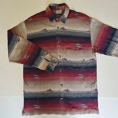 Trader Jeans Co Shirt Navajo Cowboy Aztec Western Size Large L Long Sleeve Men • £34.99