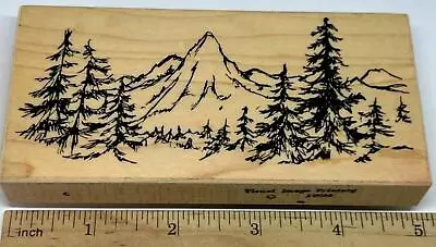 MOUNTAINS TREES Visual Image Printery VIP Rubber Stamp • $10.95