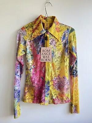 NEW Romance Was Born Blouse Womens Ken Done Lace Sheer Size 6/XS Yellow • £137.52