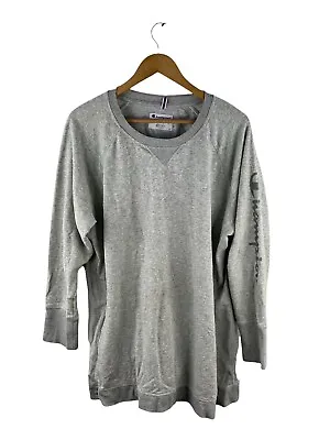 VINTAGE Champion Pullover Sweatshirt Mens Size XL Grey Long Sleeve Logo Casual • $34.95