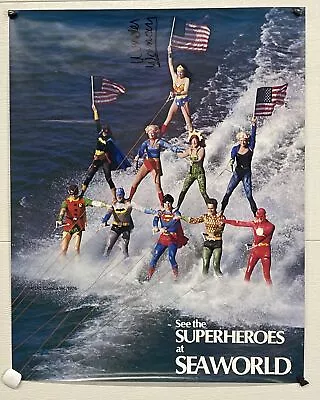 1976 Vintage DC Superheroes At Seaworld Poster Superman Batman + More Waterski! • $49.99