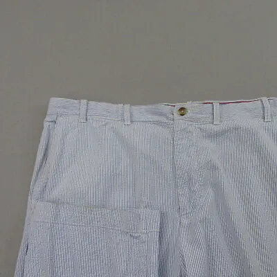 Izod Mens Chino Pants Size 44x32 Blue Seersucker Striped Straight Flat Front • $14.97