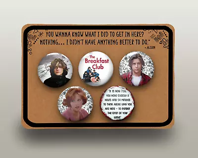 The Breakfast Club | Set Of 5 32mm Pins | Gift Packaged | 80s Party | 80s Movies • £5.99