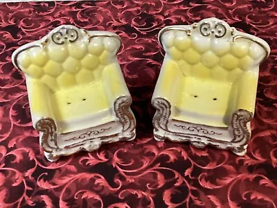 VTG Ceramic Salt & Pepper Overstuffed Chairs Set-Japan • $12