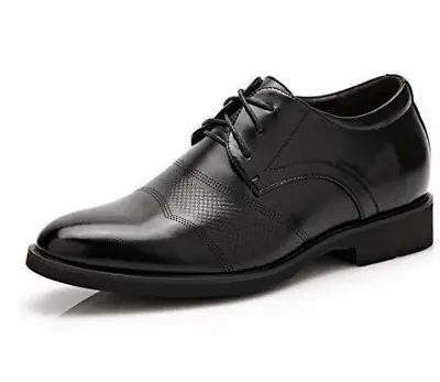 Men PU Leather-Height Increase Elevator Shoes-Formal Lace Up Oxfords 6CM Taller • £29.47