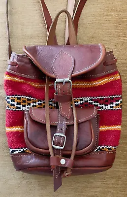 Handcrafted Moroccan Leather Bag / Backpack. Boho Chic. Kilim • $16.65