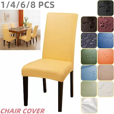Stretch Dining Chair Covers PU Leather Waterproof Fit Chair Slipcover Removable • $15.99