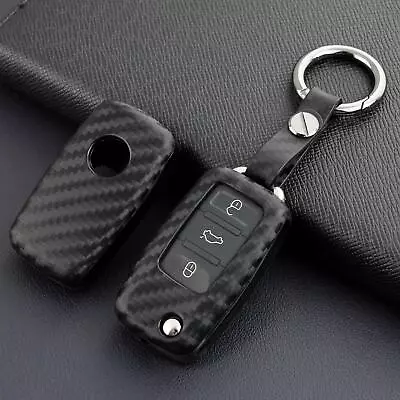 Key Fob Case Cover Holder For VW Golf 6 Passat B7 Jetta Tiguan Carbon Fiber Flip • $6.78