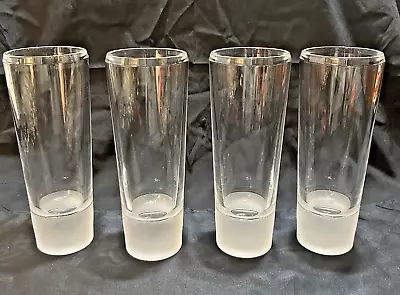 SET OF 4 Vera Wang Wedgwood Illusion Highball Glasses Frozen Bottoms 7.5” Tall • $47.99