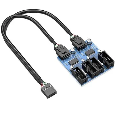 USB 2.0 Motherboard 9-pin USB Connector Multiplier 1 Male To 4 Port Female Sp... • $22.93