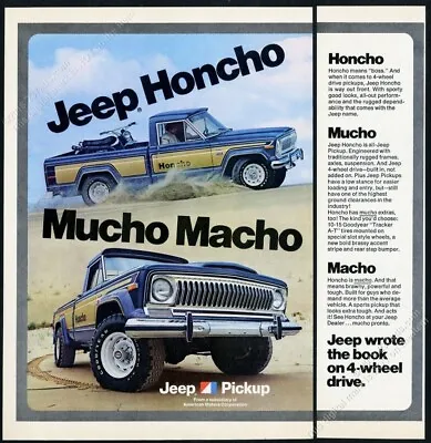 1976 Jeep Honcho J-10 Pickup Truck Color Photo Mucho Macho Vintage Print Ad • $29.97