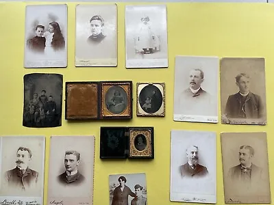 Daguerreotypes Ambrotype Tintype And 9 Cabinet Cards Lot Circa 1800’s Antique • $125