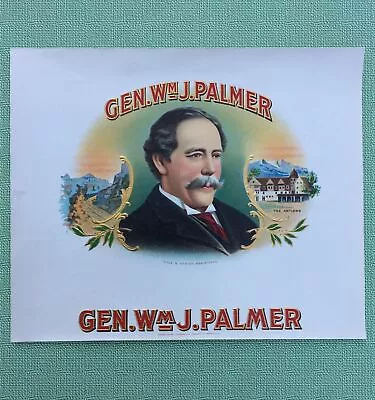 C1900 EMBOSSED GOLD-GILT CIGAR BOX INSERT CIVIL WAR GENERAL WILLIAM J. PALMER • $14