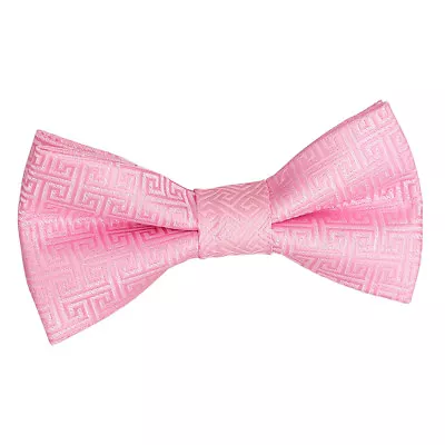 Baby Pink Boys Bow Tie Woven Greek Key Adjustable Pre-Tied Bowtie By DQT • £6.49