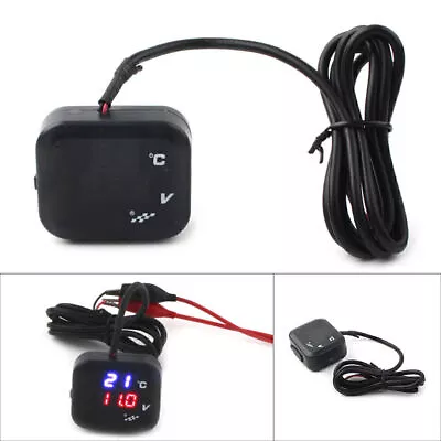 Motorcycle Air Temperature Gauge LED Voltmeter Voltage Thermometer Meter USB • $18.42