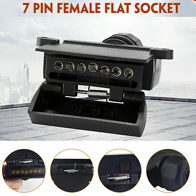$6.92 • Buy 7 Pin Flat Female Trailer Light Plug Connector Socket Caravan Car Truck Adapter