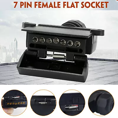 7 Pin Flat Female Trailer Light Plug Connector Socket Caravan Car Truck Adapter • $9.12