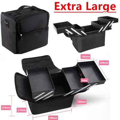 Large Beauty Vanity Case Make Up Cosmetic Box Hairdressing Nail Art Storage Bag • £14.99