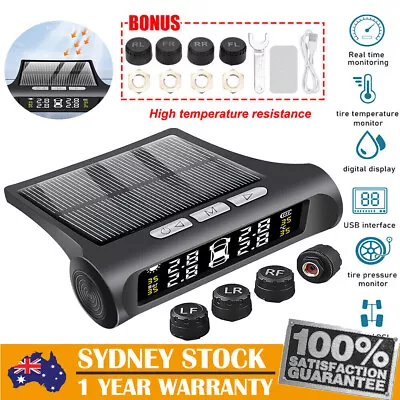 Solar Wireless TPMS Car Tire Tyre Pressure Monitor Monitoring System + 4 Sensors • $27.99