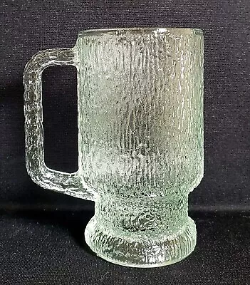 Vintage Indiana Glass Crystal Ice Or Tree Bark  Footed Beer Mugs (4 Available) • $4.99