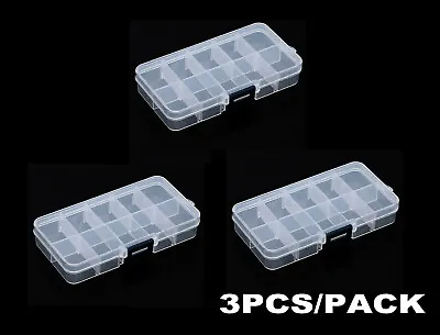 £3.49 • Buy 3X 10 Compartment Small Organiser Storage Plastic Box Craft Nail Art Fuse Beads 