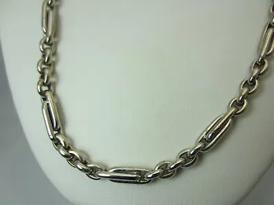 Solid 18K White Gold Fancy Figaro Hollow Link Chain Necklace 24.5 In 5mm Italy • $2349