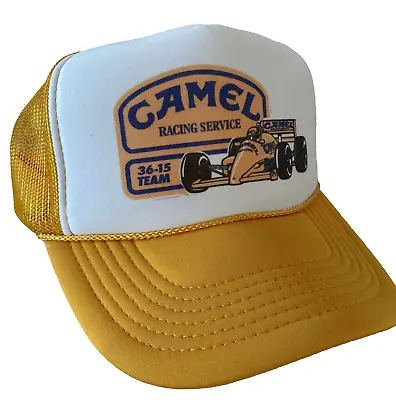 Vintage Camel Racing Hat Trucker Hat Racing Snapback Yellow Unworn Adjustable • $18.90