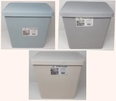 £35.44 • Buy D-Clutter Storage Baskets With Lids Rectangle 37x27.7x35.6cm 26L Blue Grey Cream