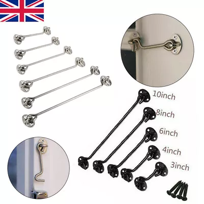 Cabin Hook And Eye Latch Lock Shed Gate Door Stainless Steel Catch Silent Holder • £3.29