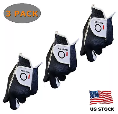 Value 3 Pack Men's Golf Gloves Rain Hot Summer Grip Left Hand Right Black Gray • $17.91