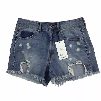 Forever 21 Distressed Deconstructed Denim Shorts Raw Hem High Waisted Size 27 • $24