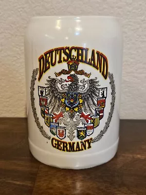 German Deutschland Stein Pottery Vintage Large Fighting Eagle Coffee Mug • $7.50