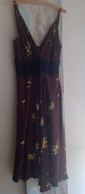 £40 • Buy Trashy Diva Silk Chocolate Floral Dress Vintage Slip PinUp Tea Xs 1940s 1930s