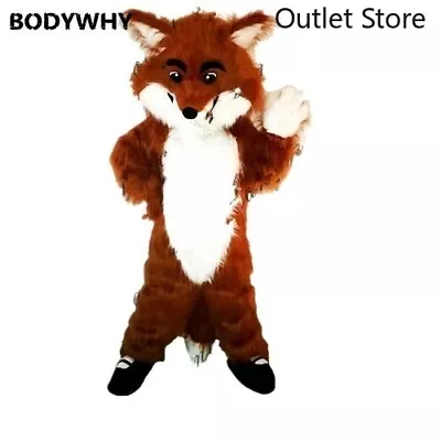 Cosplay Brown Long Fur Husky Wolf Mascot Costume Fursuit Cosplay Party Dress • $746.60