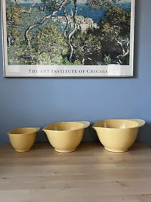 Set Of 3 Yellow Melamine Mixing Bowls By Williams Sonoma • $48