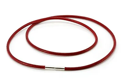 £19.99 • Buy Red Leather Necklace-Sterling Silver Twist Clasp-Mens/Ladies Genuine Greek Cord