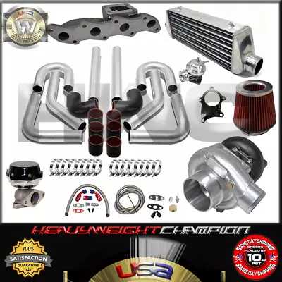 Turbo Kit T3/T4 For Nissan KA24 240SX S13 S14 Altima FMIC PK WG BOV Manifold BK • $667.50