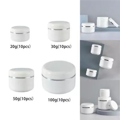 10x Empty Round Pot Jars Sample Containers With Lid For Creams • £7.16