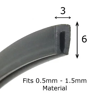 Small Rubber U Channel Edging Trim Seal 6mm X 3mm From The Metal House Per Metre • £3.99