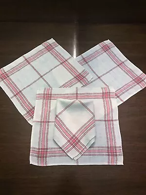 Vintage 4 Pink Striped Cotton Napkins 12 X 11 50 S Retro • $10.99