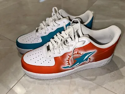 Custom Miami Dolphins Air Force 1 Nike Painted Mens 12 • $125