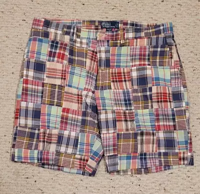 Polo Ralph Lauren Plaid Patchwork Classic Fit Madras Prospect Shorts Mens 42 • $24.95