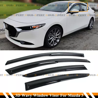 For 2019-2023 Mazda 3 4dr Sedan 3d Wavy Window Visor Rain Guard Deflector Shade • $27.99