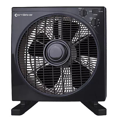 Starke Box Fan 30cm Black 3 Speed Floor Desk Cooler & Rotating Tilt Oscillating • $85