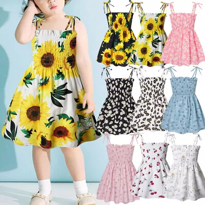 Toddler Kids Baby Girls Slip Party Dress Floral Beach Sun Dress Clothes 1-6Years • $18.64