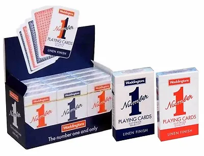 *NEW DECK* Waddington No.1 Classic Playing Cards Number 1 Linen Finish Red Blue • £3.49