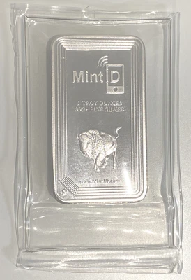 $599 • Buy 5oz MintID Buffalo Silver Bar .999 + Fine (NFC Scan Authentification)