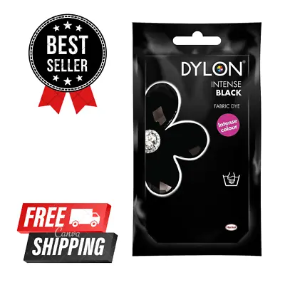 DYLON INTENSE BLACK HAND DYE FABRIC CLOTHES DYE 50g • £3.96