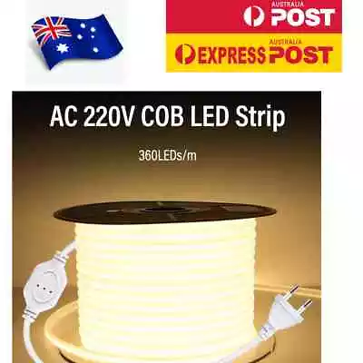 220V COB LED Strip Lights 360LEDs/m High Desity WaterproofIP68 Natural White AU • $245